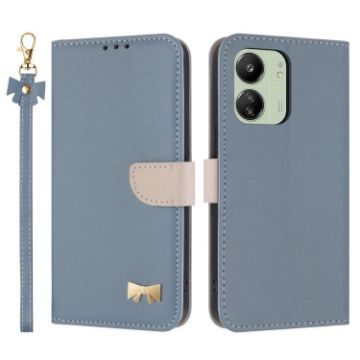 Redmi 13C 4G Global Leather Phone Case with Hand Strap - Light Blue - 1