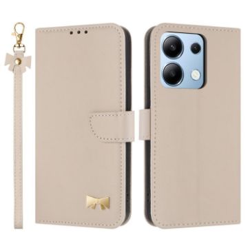Redmi Note 13 4G Global Leather Case with Hand Strap - Apricot - 1