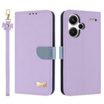 Redmi Note 13 Pro+ Purple Leather Case with Metal Bow & Hand Strap - 1