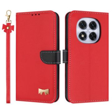 Redmi Note 14 Pro 4G Global Leather Phone Case with Hand Strap - Red - 1