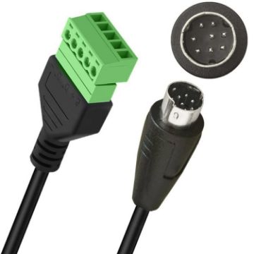 S-Video 8 Pin Male to 5 Pin Female Adapter Cable, 0.3m (Black) - 1
