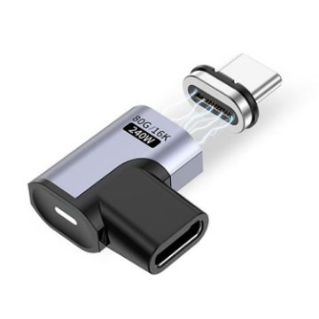 Type-C Male to Female PD240W 80Gbps Magnetic Adapter, Elbow Head - 1