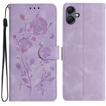 Samsung Galaxy A06 Light Purple Rose Embossed Leather Phone Case - 1