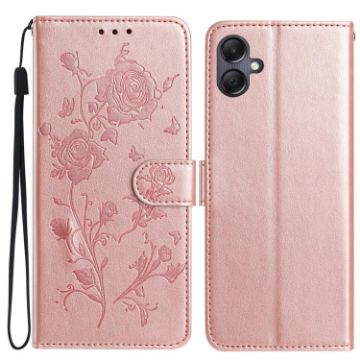 Samsung Galaxy A07 Rose Flower Embossed Leather Case Rose Gold - 1