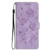 Samsung Galaxy A12 Light Purple Rose Embossed Leather Phone Case - 2