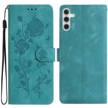 Samsung Galaxy A13 5G Green Rose Embossed Leather Phone Case - 1
