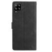 Samsung Galaxy A22 Black Leather Case with Rose Flower Embossing Pattern - 3