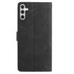 Samsung Galaxy A35 Black Leather Case with Rose Flower Embossing Pattern - 3