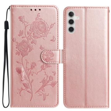 Samsung Galaxy A36 Rose Flower Embossed Leather Case Rose Gold - 1