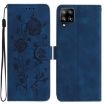 Samsung Galaxy A42 Dark Blue Rose Embossed Leather Phone Case - 1