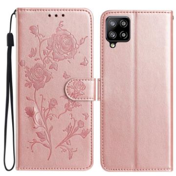 Samsung Galaxy A42 5G Rose Flower Embossed Leather Case Rose Gold - 1