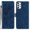 Samsung Galaxy A52 Dark Blue Rose Embossed Leather Phone Case - 1