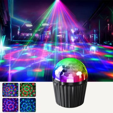 LED RGB Rotating Stage Lamp - Stripe Magic Ball Light, No Remote (Black) - 1