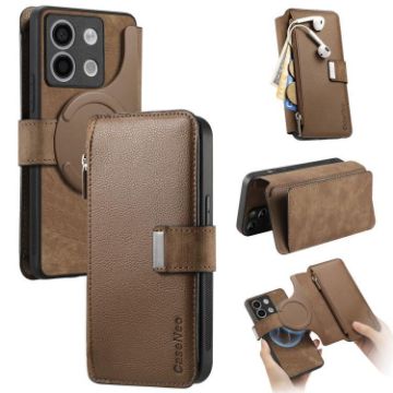 Redmi Note 13 5G Case - MagSafe RFID Wallet Leather Cover (Brown) - 1