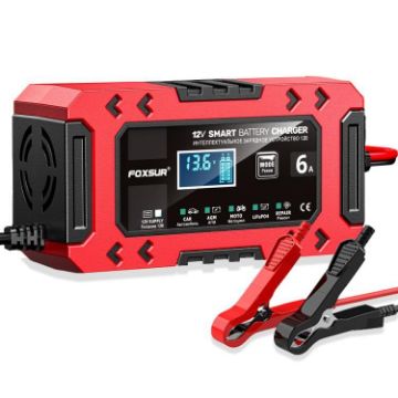 FOXSUR FBC1206F 12V 6A Car Motorcycle Battery Charger, AU Plug, Red - 1