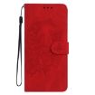 Xiaomi Poco M7 Pro 5G Red Leather Case - Moonlit Butterfly Dance Pattern - 2