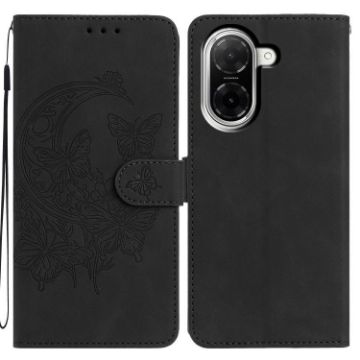 Xiaomi Poco C71 Global Black Leather Case - Moonlit Butterfly Design - 1