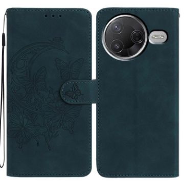 Redmi K80/K80 Pro Green Leather Case - Moonlit Butterfly Dance Pattern - 1