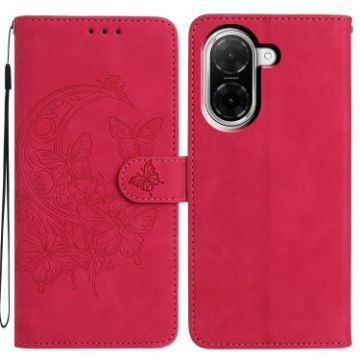 Redmi A5 4G EU Leather Case - Moonlit Butterfly Dance (Rose Red) - 1