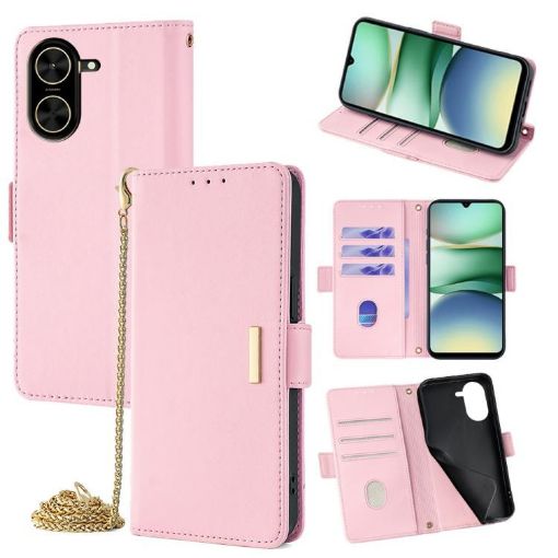 Redmi A5 4G Crossbody Chain Leather Phone Case Pink 171.7mm - 1