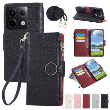 Redmi Note 13 Pro 5G Leather Wallet Case with Crossbody Strap - Black - 1