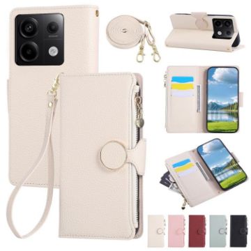 Redmi Note 13 Pro 5G Leather Wallet Case with Crossbody Strap - White - 1
