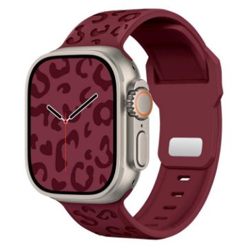 Leopard Silicone Watch Band for Apple Watch 46/49/45/44mm - Wine Red - 1
