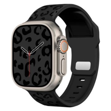 Leopard Silicone Watch Band for Apple Watch 42/41/40/38mm - Black Buckle - 1
