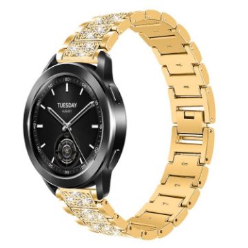 22mm Gold Diamond Steel Band for Xiaomi Watch S3/2 Pro/S2/S1 - 1