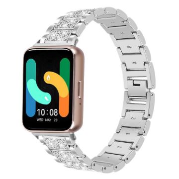 Samsung Galaxy Fit3 18mm Diamond Jewelry Stainless Steel Band Silver - 1