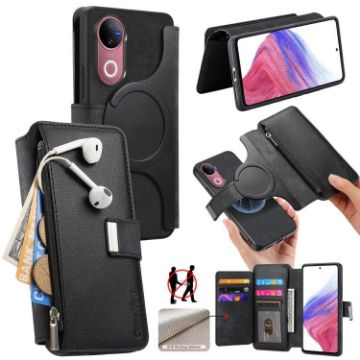 Vivo V50 Case Neo MagSafe RFID Zipper Wallet Leather Black - 1