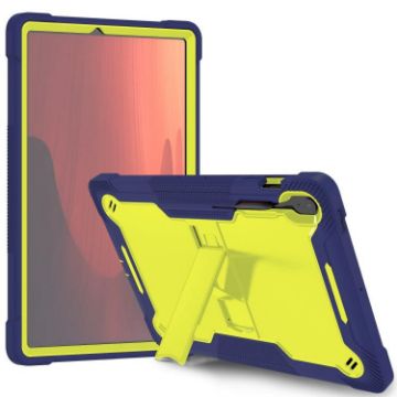 Samsung Galaxy Tab S10 FE+ Shockproof Silicone Case with Holder - Yellow/Green/Navy - 1