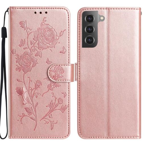 Samsung Galaxy S21 5G Rose Flower Embossed Leather Case Rose Gold - 1