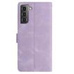 Samsung Galaxy S21 5G Light Purple Rose Embossed Leather Phone Case - 3