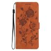 Samsung Galaxy S23+ 5G Brown Leather Case with Rose Flower Embossing - 2