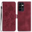 Samsung Galaxy S23 Ultra 5G Red Rose Embossed Leather Phone Case - 1