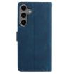 Samsung Galaxy S24 5G Dark Blue Rose Embossed Leather Phone Case - 3