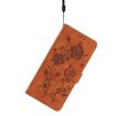 Samsung Galaxy S24 Ultra 5G Leather Case, Rose Embossed Pattern, Brown - 7