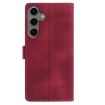 Samsung Galaxy S25 5G Red Rose Flower Embossed Leather Phone Case - 3