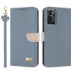 OPPO A36/A76/A96 Light Blue Leather Phone Case with Hand Strap - 1