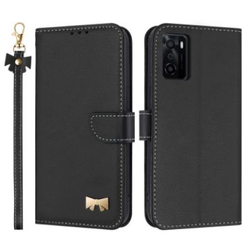 OPPO A55s 5G Japan Leather Phone Case with Hand Strap - Black - 1
