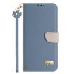 OPPO Reno12 5G Global Leather Phone Case with Hand Strap - Light Blue - 2