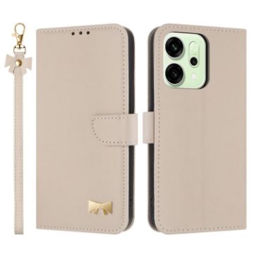 OPPO Reno14 Pro 5G Apricot Leather Case with Hand Strap - 1