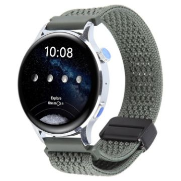 Olive Green 18mm Magnetic Buckle Knitted Nylon Watch Band - 1