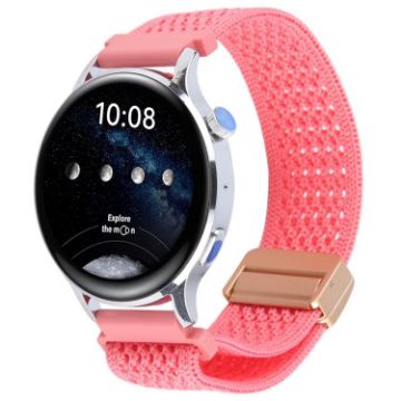 Magnetic Buckle 20mm Pink Knitted Nylon Watch Band - Breathable Strap - 1