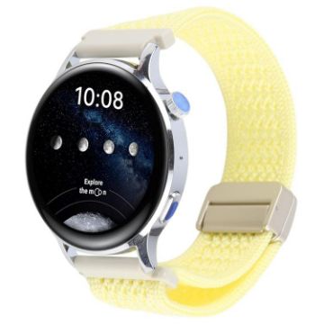 Light Yellow 20mm Magnetic Buckle Knitted Nylon Watch Band - 1