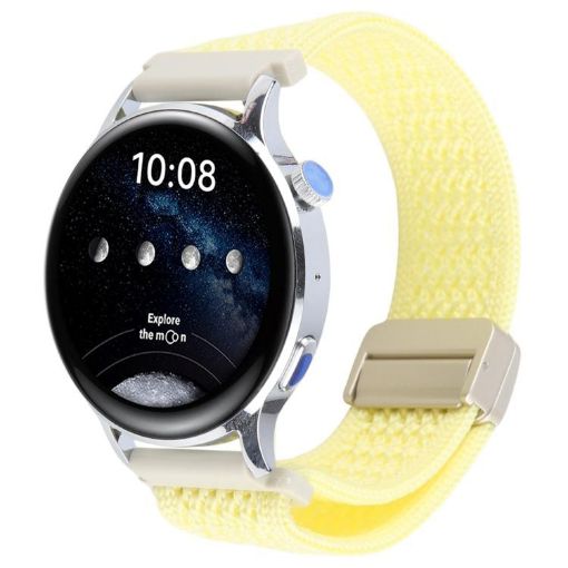 22mm Light Yellow Magnetic Buckle Knitted Nylon Watch Band - 1