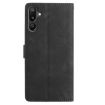 Samsung Galaxy F16 Black Leather Case with Rose Flower Embossing Pattern - 3