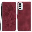 Samsung Galaxy M23 Red Rose Flower Embossed Leather Phone Case - 1