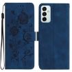 Samsung Galaxy M23 Dark Blue Rose Embossed Leather Phone Case - 1